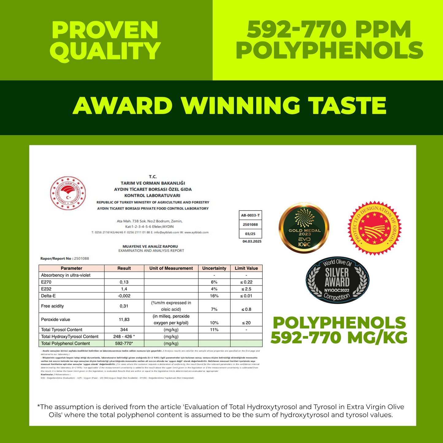 Polyphenol Rich Olive Oil Extra Virgin