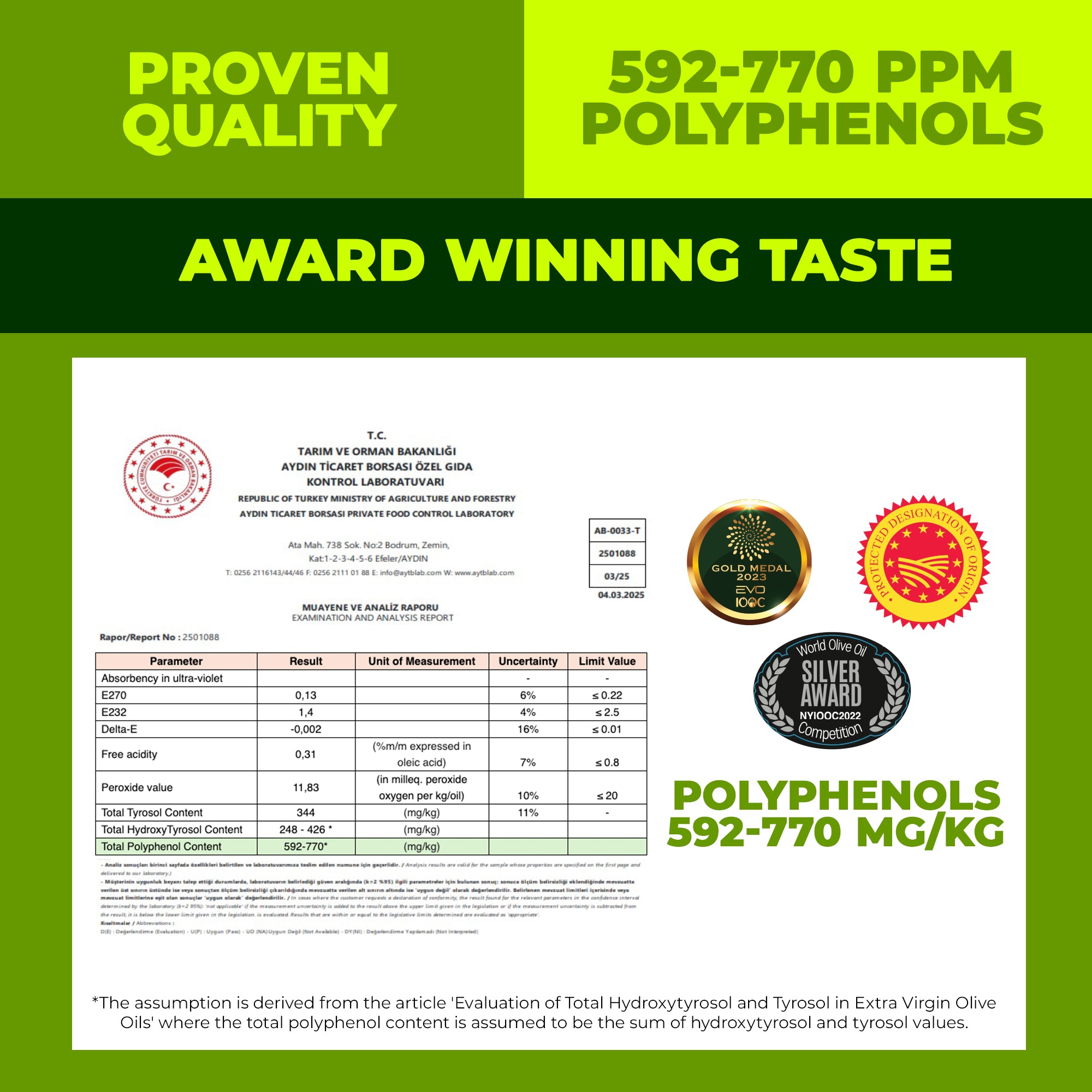 Polyphenol Rich Olive Oil Extra Virgin