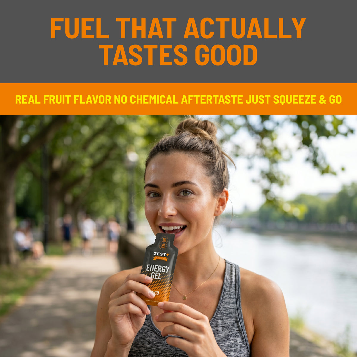 Zest Delites+ Energy Gel Strawberry | Mango | Lemon Variety Pack 12— Real Fruit, Gut-Friendly Running Fuel